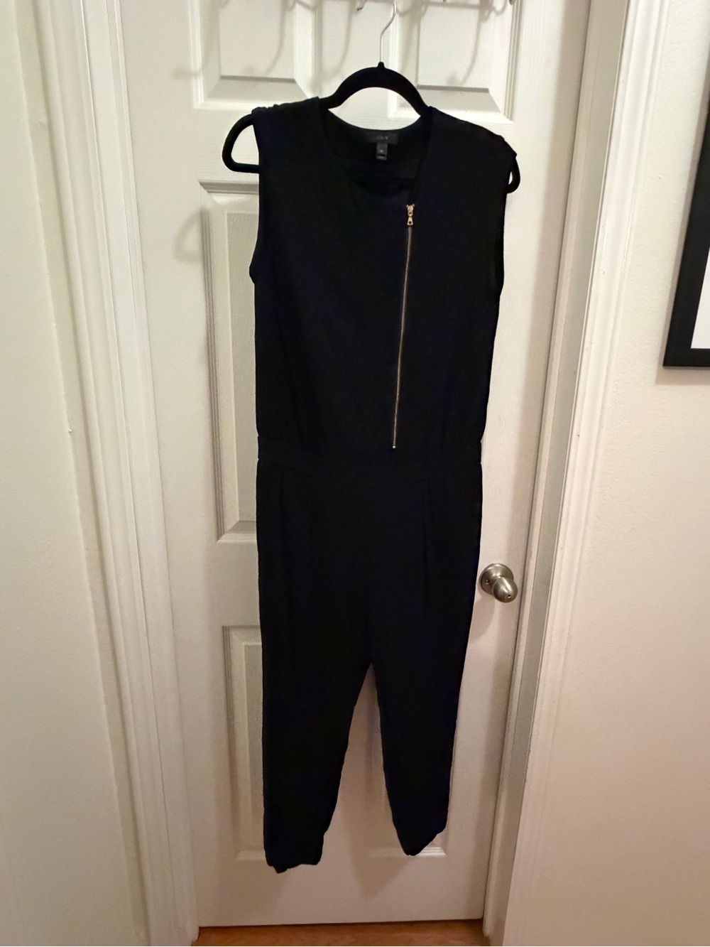 J. Crew Sleeveless Black Jumpsuit with Asymmetric Zip